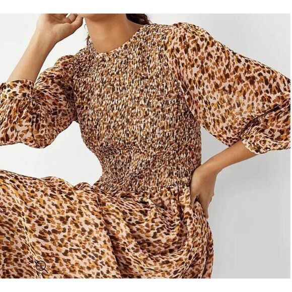 Ann Taylor Cheetah Print Dress Brown Pink Size 4 - Picture 11 of 11